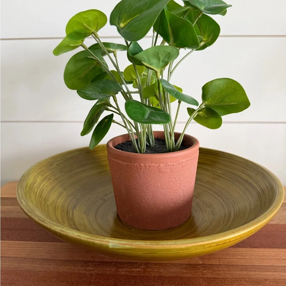 Pottery Barn Bamboo Serving Bowl 10.5 inch Mustard Color